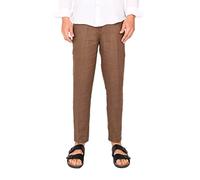 Ciabalù Pantalone Uomo Lino Elegante Pantaloni Capri Estivo Tasca America (54, Marrone)