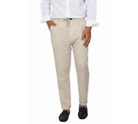 Ciabalù Pantaloni Uomo 100% Lino Capri Made in Italy con Elastico in Vita (M, Beige)