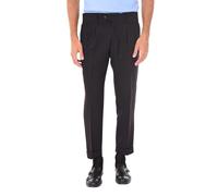 Ciabalù Pantaloni Uomo Eleganti Capri Invernali Vita Alta Made in Italy Pantalone con Pinces Risvoltino alla Caviglia (IT, Numero, 50, Regular, Regular, Nero)