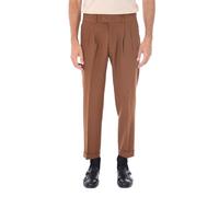 Ciabalù Pantaloni Uomo Eleganti Capri Invernali Vita Alta Made in Italy Pantalone con Pinces Risvoltino alla Caviglia (IT, Numero, 50, Regular, Regular, Marrone)
