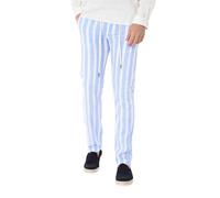 Ciabalù Pantaloni Uomo in Lino Eleganti a Righe Pantalaccio Tasca America Capri Casual Estivo (IT, Testo, M, Regular, Regular, Celeste)