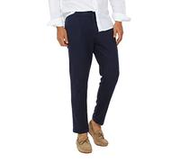 Ciabalù Pantaloni Uomo Lino Modello Capri Estivi Pantalone con Elastico e Bottone in Vita (Blu, 48)