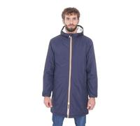Ciabalù Parka Uomo Invernale con Cappuccio Imbottito con Pelliccia Sintetica Interna Giaccone Lungo Impermeabile Trench Slim Fit (IT, Testo, XXL, Regular, Regular, Blu)