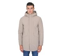 Ciabalù Parka Uomo Invernale Imbottito in Tessuto Tecnico Giaccone Lungo con Cappuccio Slim Fit (48, Beige)