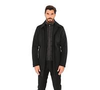 Ciabalù Trench Uomo Lungo Invernale in Tessuto Tecnico Impermeabile con Pettorina (58, Nero)