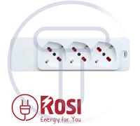 Ciabatta 3 prese bipasso/schuko 10A/16A, senza cavo, bianco, serie Emilia ROSI