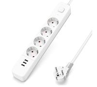 Ciabatta 4 vie tedesca serie L, lunghezza 1,5 m, 3G con cavi da 1,0 mm² in elegante colore bianco e grigio, ideale per le tue esigenze elettriche e di connessione sicure ed efficienti.