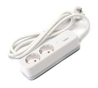 Ciabatta a 2 vie con interruttore, 1,5 m, 3G, cavo da 1,5 mm², colore bianco e grigio, ideale per connessioni sicure in casa. *