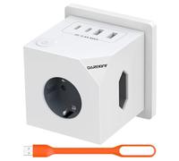 Ciabatta a cubo senza cavo, 3 prese multiple con 2 USB C, adattatore 7 in 1, 4 dadi USB, spina multipla cubo con interruttore, 3680 W, 16 A, per ufficio, casa, viaggi, bianco