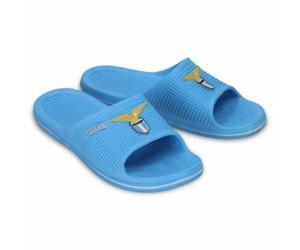 Ciabatta a fascia compatibile con Lazio uomo celeste con stemma e scritta