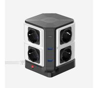 Ciabatta a Presa Verticale Con 1 Porta PD USB C, Presa a Torre a 8 Prese E 2 Por