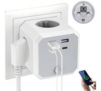 Ciabatta con interruttore, presa multipla con USB, 8 in 1, senza cavo, 4 AC 110 V-250 V, 2 USB-A + 2 USB-C 5 V/3,4 A, multipresa cubo adattatore per casa e ufficio
