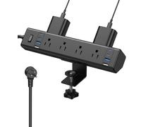 Ciabatta con morsetto per computer, stazione di ricarica rapida totale 40W, presa multipla di potere del bordo del computer, 8 porte USB (4 USB C) e 8 prese AC, se