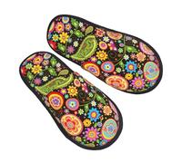 Ciabatta Con Pelo Boho Flower Flower Pai-Sley Calde Pantofole Da Casa Leggere Scarpe Di Cotone Per Bagno Campeggio Donna M