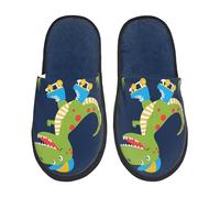 Ciabatta Con Pelo Dino Playing Roller Skate Piatto Pantofole Pelose Antiscivolo Ciabatte Pelose Per Donna Invernali Coppia M