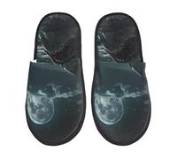 Ciabatta Con Pelo Moonlit Night Sky Shark Eleganti Ciabatte Pelose Soffici Pantofole In Cotone Per Invernali Viaggi Coppia L