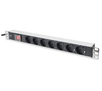 1U Aluminum PDU, rackmountable, 7x safety outlet 16A, 4000W, 250VAC 50/60Hz, swi