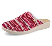 Ciabatta Donna Chiusa in Rete Elastica a Righe, Sottopiede Imbottito Antishock in Pelle