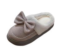 Ciabatta Donna Invernale Comode Comfort Pantofole Inverno Donna da Casa Morbida Ciabatte con Pelose Antiscivolo Interne Scarpe di Cotone Calde Pantofole Tinta Unita con Fiocco Carino Memory Foam