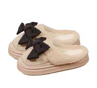 Ciabatta Donna Invernale Morbida Ciabatte con Pelose Antiscivolo Interne Scarpe di Cotone Comode Comfort Pantofole Inverno Donna da Casa Memory Foam Calde Pantofole Tinta Unita con Fiocco Carino