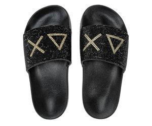 CIABATTA DONNA SUN 68 X35405 01 11 SLIPPERS LOGO STRASS