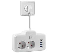 Ciabatta elettrica a 2 prese con USB, doppia presa per presa con interruttore, adattatore a parete con 4 USB, presa di distribuzione con USB e interruttore, bianco