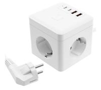 Ciabatta elettrica a 4 prese, 75 x 76 x 76 mm, ultra sicura, 8 in 1, a cubo, 4 prese, a cubo 2 tipo C, con 2 USB, per ufficio casa