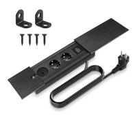 Ciabatta elettrica da incasso a scomparsa, 2 scomparti con USB C e coperchio scorrevole, presa da tavolo, presa da tavolo, presa a scomparsa, per scrivania, cucina, ufficio, tavolo da conferenza