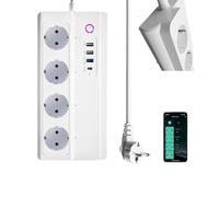 Ciabatta elettrica intelligente WLAN 16A, USB C multipresa da 20 W, controllo individuale di 4 prese AC, supporta app Tuya e Smart Life, timer, conto alla rovescia, compatibilità Alexa Google Home