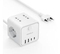 Ciabatta Elettrica Multipresa con 4 Prese Universali 10/16A ITA e Schuko, 2 M Prolunga Elettrica con 2 USB 2 USB C,Presa Multipla Spina Piatta Salvaspazio con Interruttori per Casa, Ufficio Nero