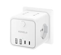 Ciabatta Elettrica Multipresa con 4 Prese Universali 10/16A ITA e Schuko, Ciabatta Multipresa con 2 USB A+2 USB C,Presa Multipla Spina Piatta Salvaspazio con Interruttori per Casa, Ufficio Nero