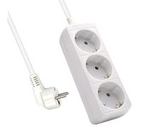 Multipresa Compatta a 3 Posti, Ciabatta Elettrica con 3 Schuko/Tedesche - Spina Schuko/Tedesca- Potenza 250V/2500W - Cavo da 1,5 Metri, Prese Angolate a 45°