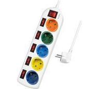 Ciabatta LogiLink a 5 vie 6 interruttori, multicolore, CEE 7/3 NEW