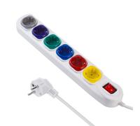 Ciabatta Maclean a 6 vie con interruttore | 1,5 cavo, prolunga | Multipresa multipla | Protezione dei bambini | Montaggio a parete | 2500 W (Bianco, Presa multipla a 6 vie)