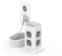 CIABATTA MULTIPRESA CON USB, MULTIPRESA VERTICALE CON 8 PRESE E 3 USB MULTIPRESA
