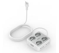 Ciabatta Multipresa con USB Presa Multipla con 4 Schuko e 4 Bivalenti 10A/16A