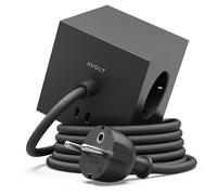 Ciabatta Multipresa Cubo con USB C - Design Avolt | Piede Magnetico | Compatta per Scrivania e Casa | Si Fissa su Superfici Metalliche (Nero - USB-C, 3m)