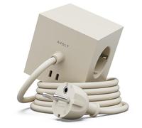 Ciabatta Multipresa Cubo con USB C - Design Avolt | Piede Magnetico | Compatta per Scrivania e Casa | Si Fissa su Superfici Metalliche (Sabbia, 3 metri)