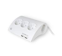Ciabatta Multipresa Elettrica da Scrivania/Tavolo con 5 Prese Tedesche e 2 Porte