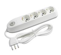 Ciabatta Multipresa Elettrica Poker 4 Posti 4 Prese Polivalenti (Schuko 10/16A e