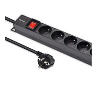 Ciabatta multipresa in alluminio Qoltec per rack | 16 A | 16 x FRANCESE | Vertic