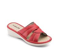 Ciabatta Pantofola Donna Estiva Comoda da CASA in Sintetico Incrociata Aperta Tacco 3 CM Modello 1621 (Rosso, 41)