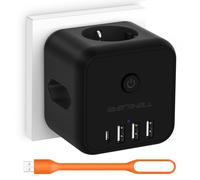 Ciabatta senza cavo, presa multipla con dado USB C, 3680 W, presa multipla a cubo, adattatore con interruttore, 7 in 1, presa USB Powercube per ufficio, casa, viaggi, nero