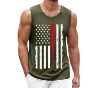 Ciabatta senza maniche da uomo estiva per il giorno dell'indipendenza con stampa digitale casual per le vacanze e la strada (JN-c, L)