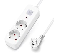 Ciabatta tedesca serie L a 2 vie con interruttore, lunghezza 1,5 m e cavo 3G da 1,0 mm² in elegante bianco e grigio. Perfetto per le tue esigenze elettriche con stile e sicurezza.