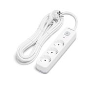 Ciabatta tedesca serie L a 3 vie con interruttore, cavo da 5 metri 3G 1,5 mm² in elegante bianco e grigio. Ideale per l'uso in qualsiasi spazio, garantendo sicurezza e comfort.