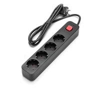 Ciabatta tedesca serie L a 4 vie con interruttore, lunghezza 1,5 m e cavo 3G da 1,5 mm² in elegante colore nero. Ideale per le tue esigenze elettriche.