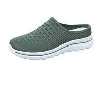 Ciabatte Casual Donna Traspirante Espadrilles Piatte Comode Ciabatte in Tessuto con Punta Rotonda per Uso Quotidiano Incontri, Viaggi, Primavera ed Estate, verde, 36 EU