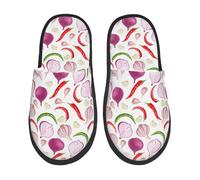 Ciabatte Cipolla, Aglio, Peperone Eleganti Slippers Antiscivo Scarpe Di Cotone Per Esterno Hotel Unisex M
