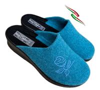 Ciabatte comfort Donna invernali leggere punta chiusa FLO sottopiede ricoperto in feltro soft vegan friendly MADE ITALY (turchese, 36, Sistema Taglie Calzature EU, Adulto, Donna, Numero, Media, 36)